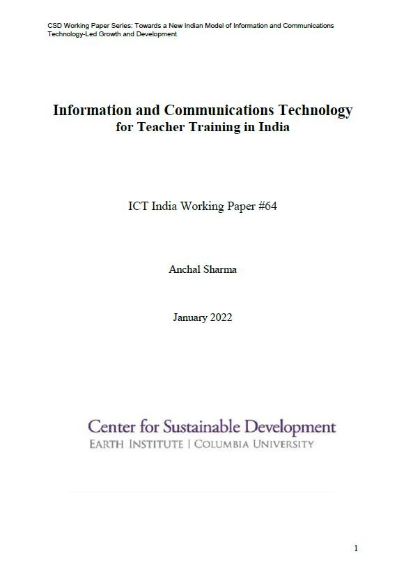 Information and Communications Technology for Teacher Training in India